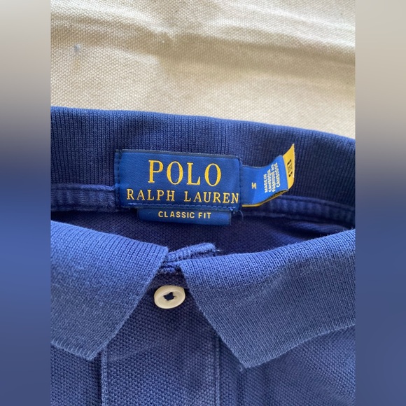 Polo Ralph Lauren Navy Polo with Embroidered Emblems Casual Classic Fit Medium - Picture 5 of 8